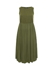 Yours Curve Green Textured Contrast Maxi Dress - Image 5 of 5