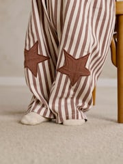 Mamas & Papas Stripe Dungarees with Star Knee Patches & Long Sleeve Top Set - სურათი 3 7-დან
