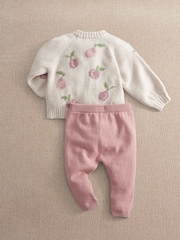 Mamas & Papas Pink Knit Cardi & Leggings Set 2 Piece - Image 2 of 2