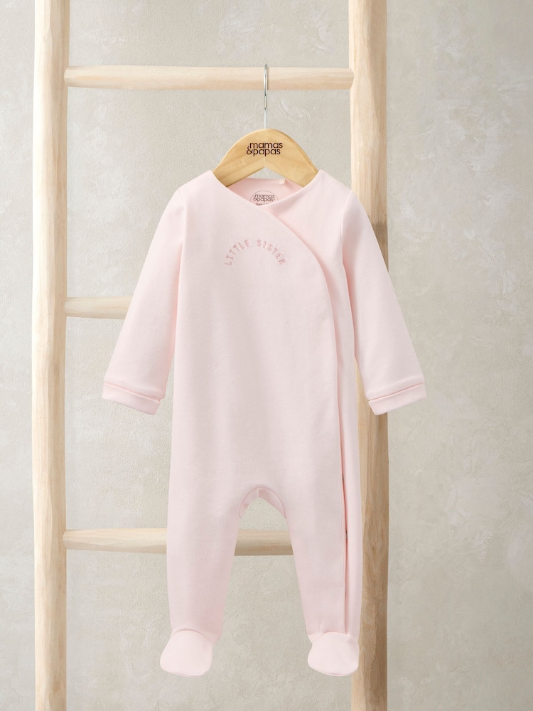 Mamas & Papas Pink Little Sister Sleepsuit - Image 1 of 2
