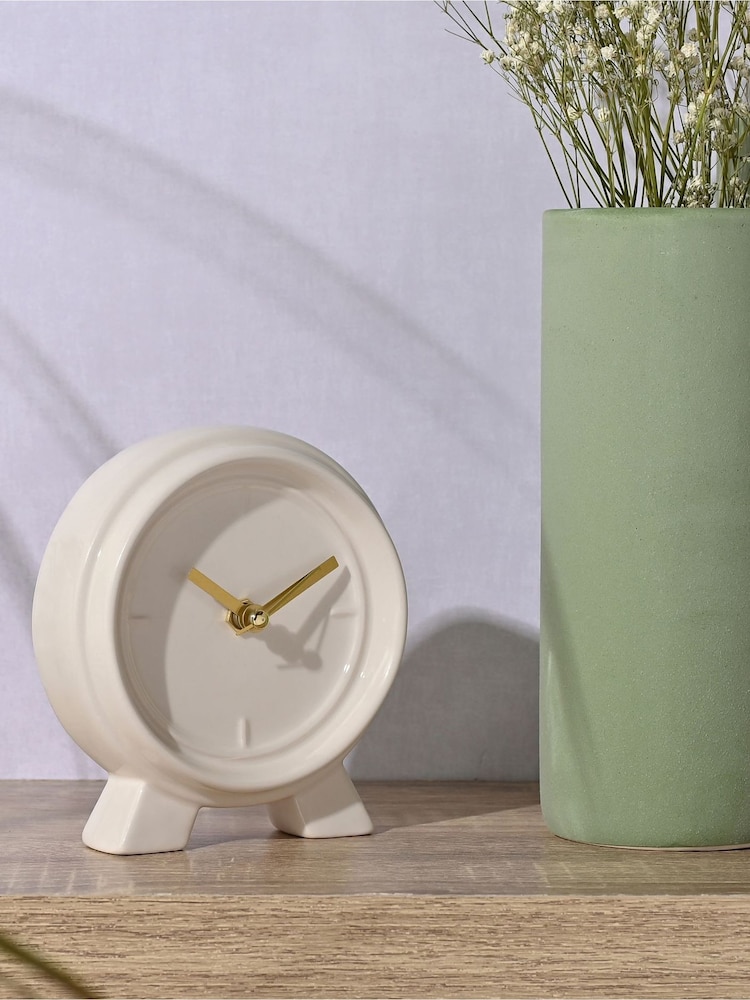 Widdop Cream Ceramic Mantle Clock - Image 1 of 4