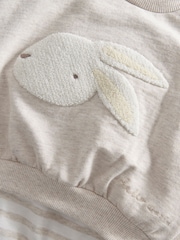 Mamas & Papas Grey Bunny Sweatshirt & Stripe Leggings Set - Image 2 of 3
