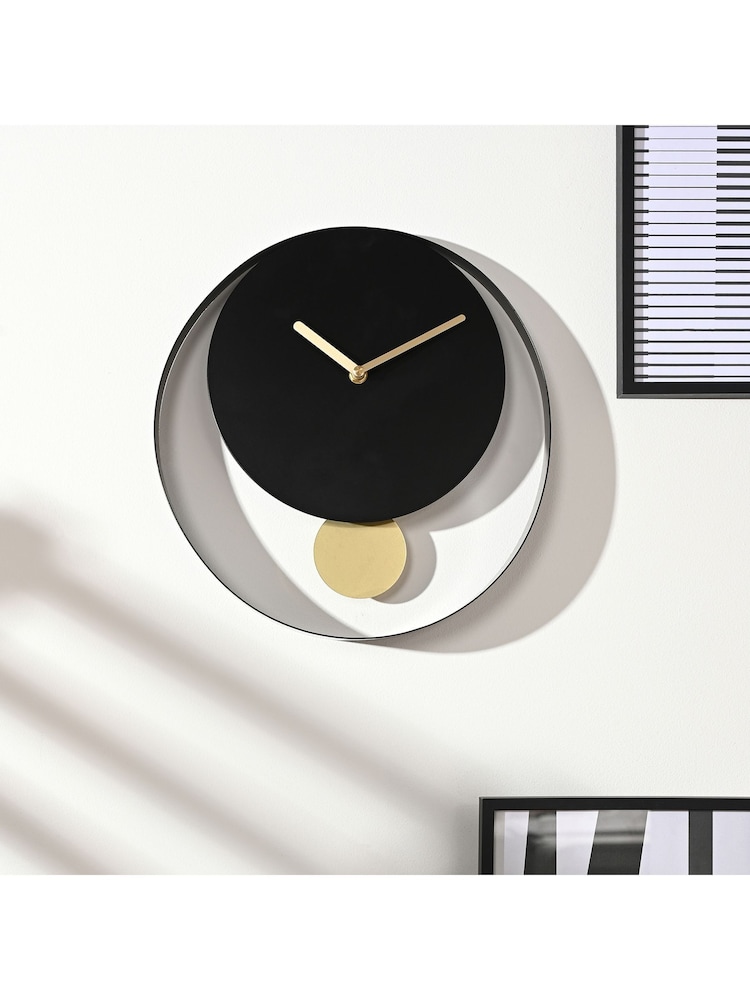 Widdop Black Pendulum Wall Clock - Image 1 of 6