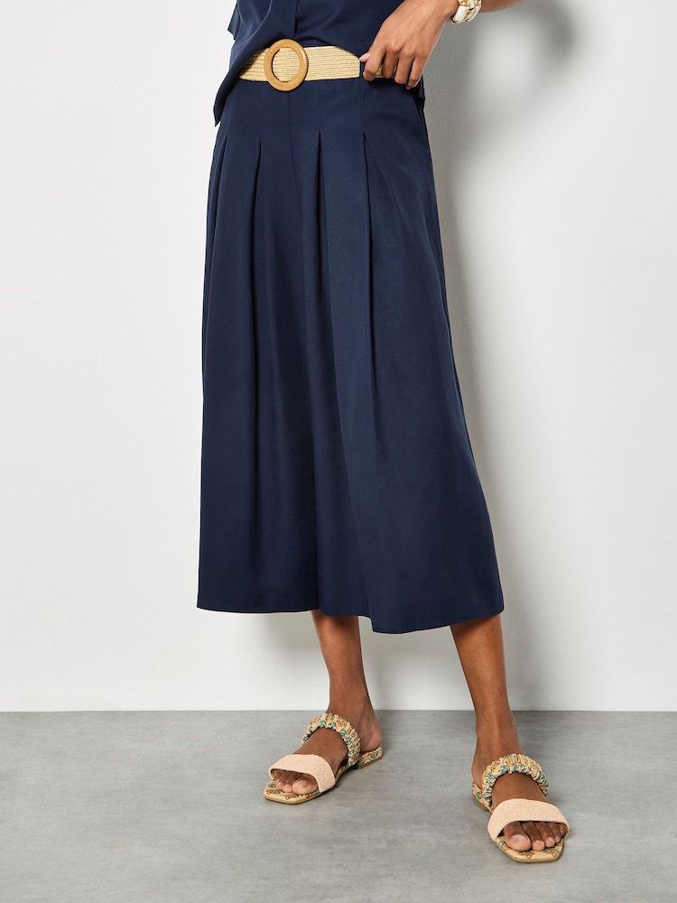 Apricot Blue Pleated Wide-Leg Culotte Trousers - Image 1 of 5 Apricot Blue Pleated Wide-Leg Culotte Trousers - Image 1 of 5