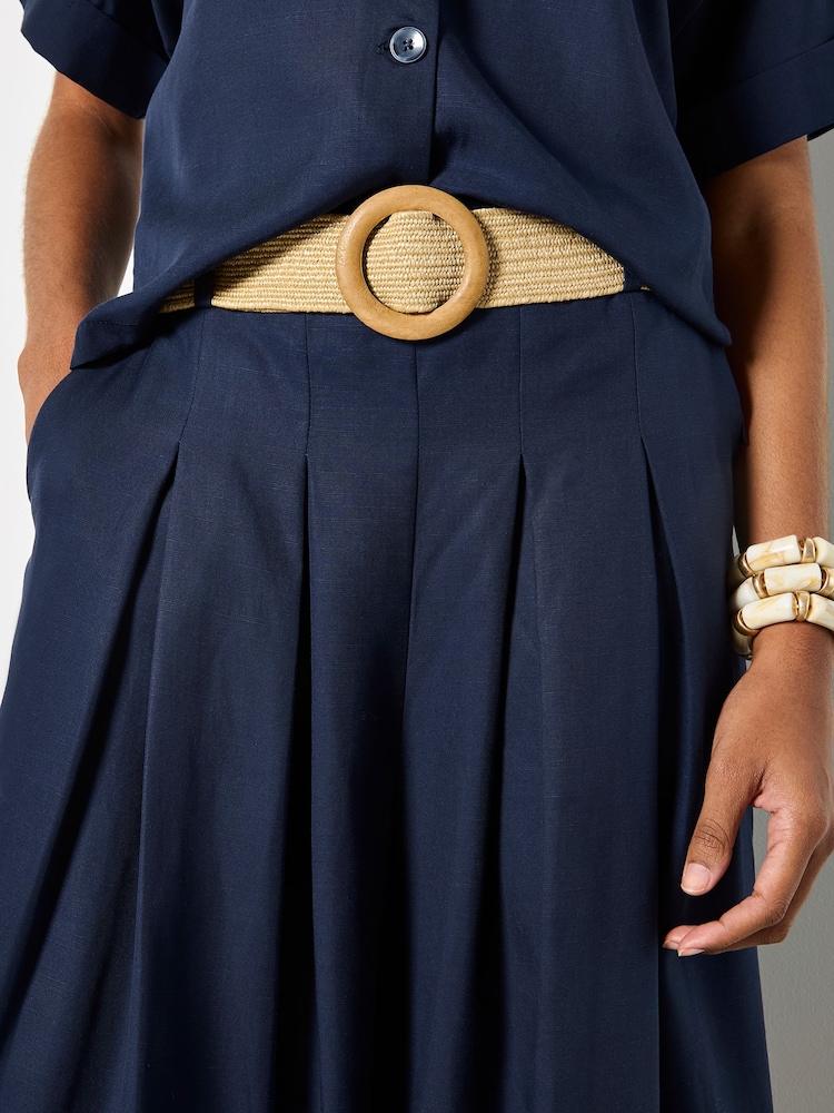 Apricot Blue Pleated Wide-Leg Culotte Trousers - Image 5 of 5 Apricot Blue Pleated Wide-Leg Culotte Trousers - Image 5 of 5