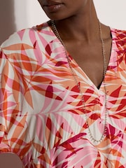 Apricot Pink Tropical Leaf Mini Dress - Image 4 of 4