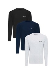 Threadbare White Long Sleeve 100% Cotton T-Shirts 3 Pack - Image 1 of 4