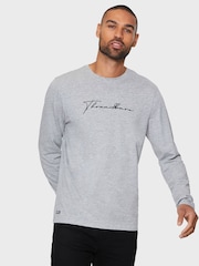 Threadbare Grey Long Sleeve 100% Cotton T-Shirts 3 Pack - Image 3 of 3