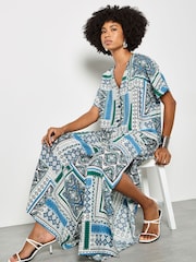 Apricot Blue Folk Patchwork Wide Leg Trousers - Image 5 of 5