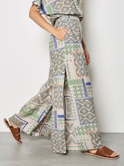 Apricot Natural Folk Patchwork Wide Leg Trousers - Image 1 of 5