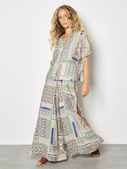 Apricot Natural Folk Patchwork Wide Leg Trousers - Image 5 of 5