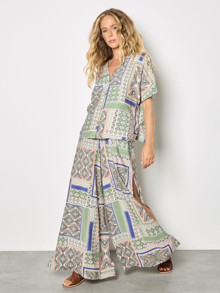 Apricot Natural Folk Patchwork Wide Leg Trousers - Image 5 of 5