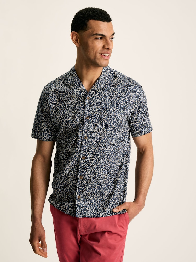 Joules Revere Blue Floral Printed Short Sleeve Shirt - Image 1 of 8