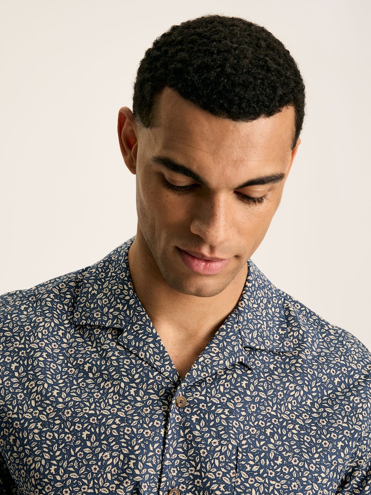 Joules Revere Blue Floral Printed Short Sleeve Shirt - Image 2 of 8