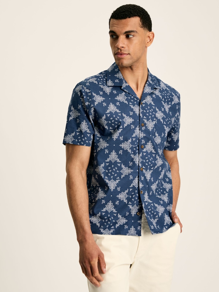 Joules Revere Navy Blue Paisley Printed Short Sleeve Shirt - Image 1 of 7