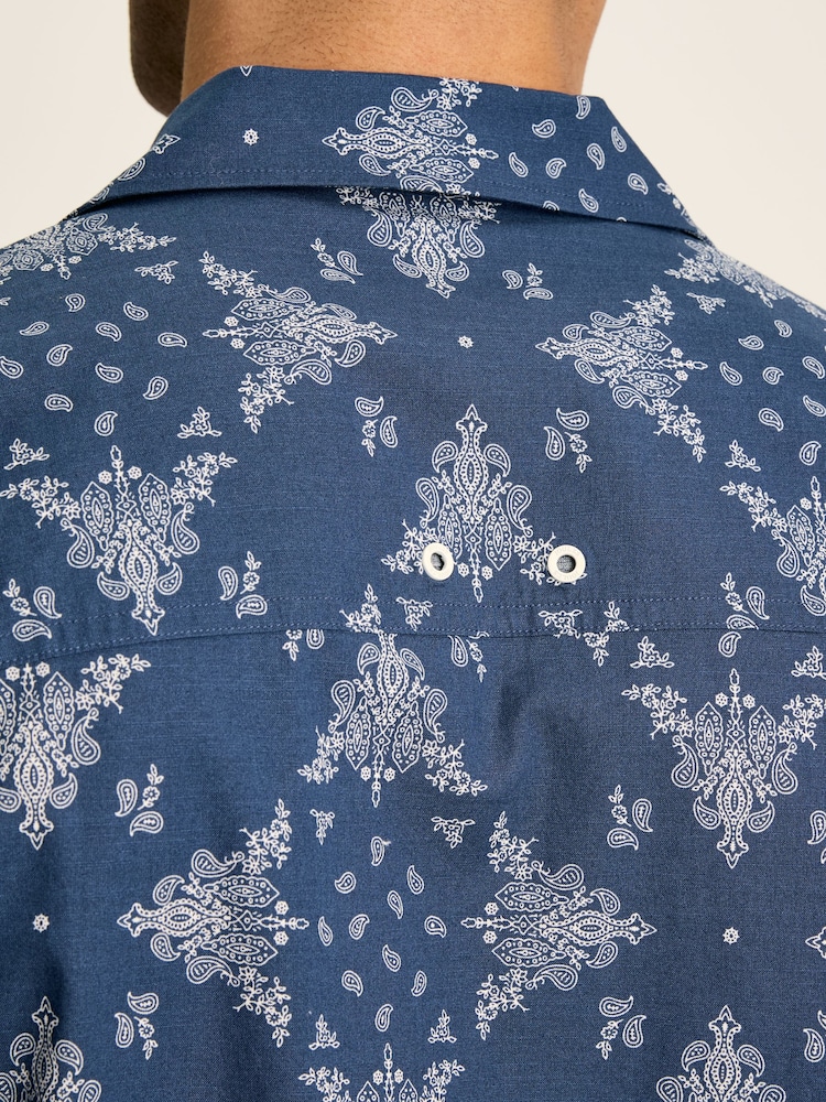 Joules Revere Navy Blue Paisley Printed Short Sleeve Shirt - Image 2 of 7