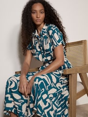 Apricot Geo Grecian Shirt Midi Dress - Imagen 1 de 4