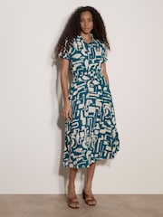 Apricot Geo Grecian Shirt Midi Dress - Imagen 2 de 4