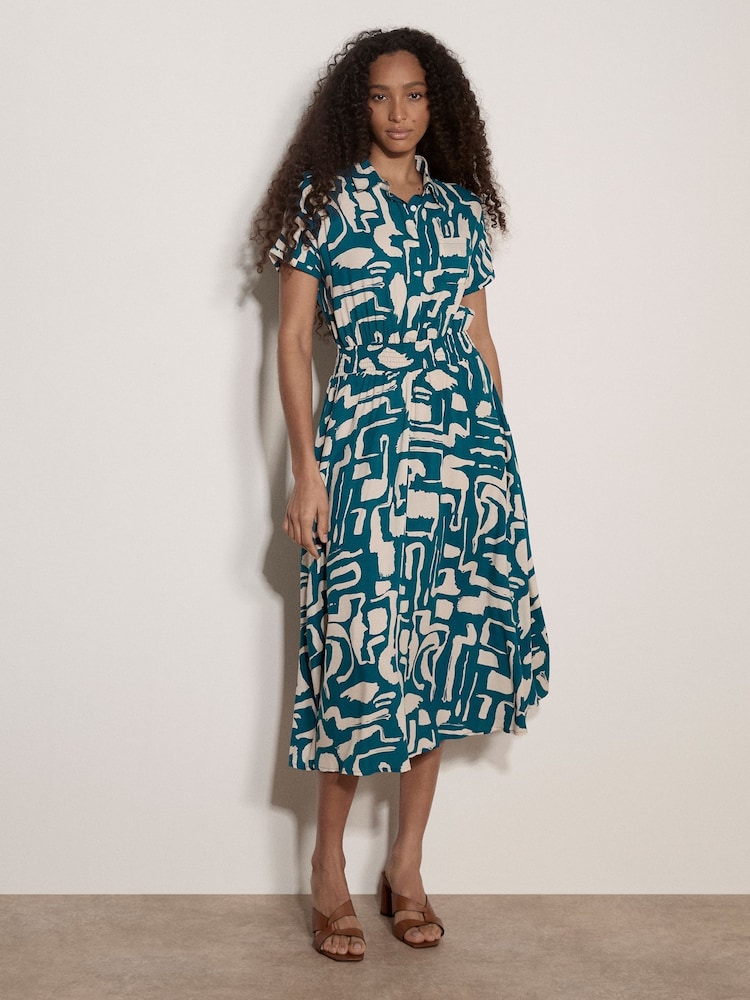 Apricot Geo Grecian Shirt Midi Dress - Imagen 2 de 4