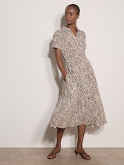 Marrón - Apricot Animal Spot Print Shirt Midi Dress - Imagen 4 de 4