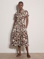 Apricot Geo Grecian Shirt Midi Dress - Imagen 2 de 4