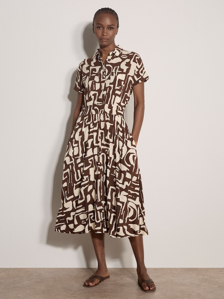 Apricot Geo Grecian Shirt Midi Dress - Imagen 2 de 4