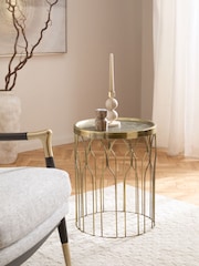 Brass Metal Patterned Side Table - Image 1 of 4