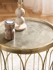 Brass Metal Patterned Side Table - Image 2 of 4