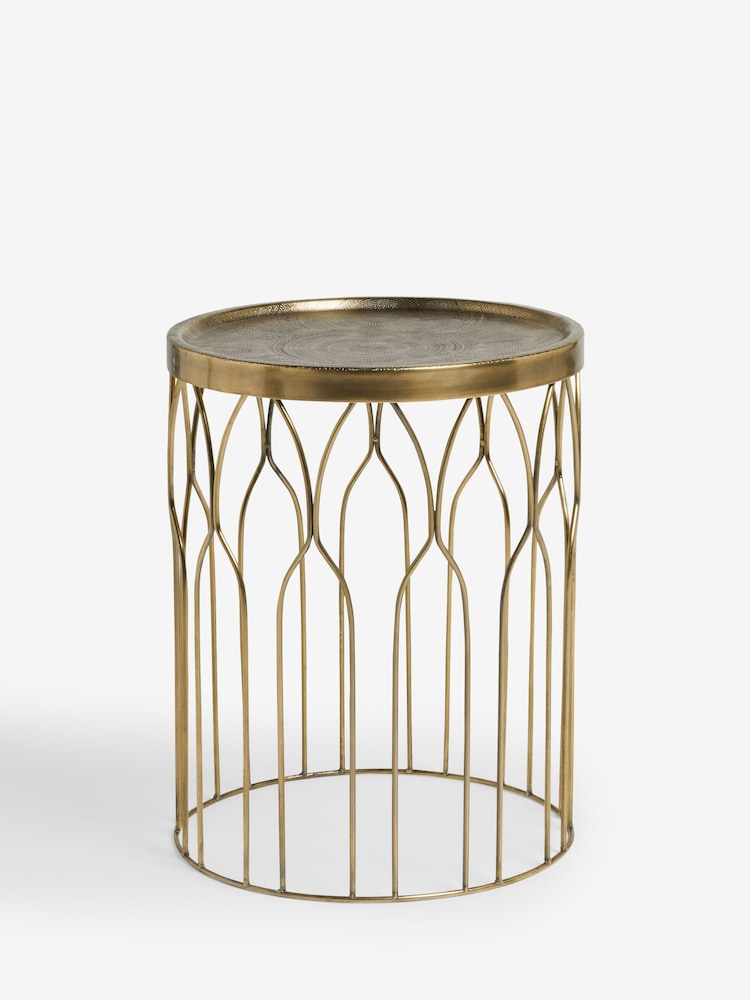 Brass Metal Patterned Side Table - Image 4 of 4