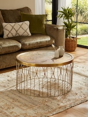 Brass Metal Patterned Coffee Table - Image 1 of 5