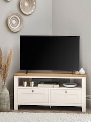 Cream Malvern Oak Effect Up to 46 inch Corner Slim TV Unit - Image 1 of 9