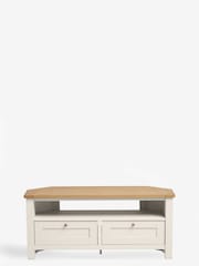 Cream Malvern Oak Effect Up to 46 inch Corner Slim TV Unit - Image 8 of 9