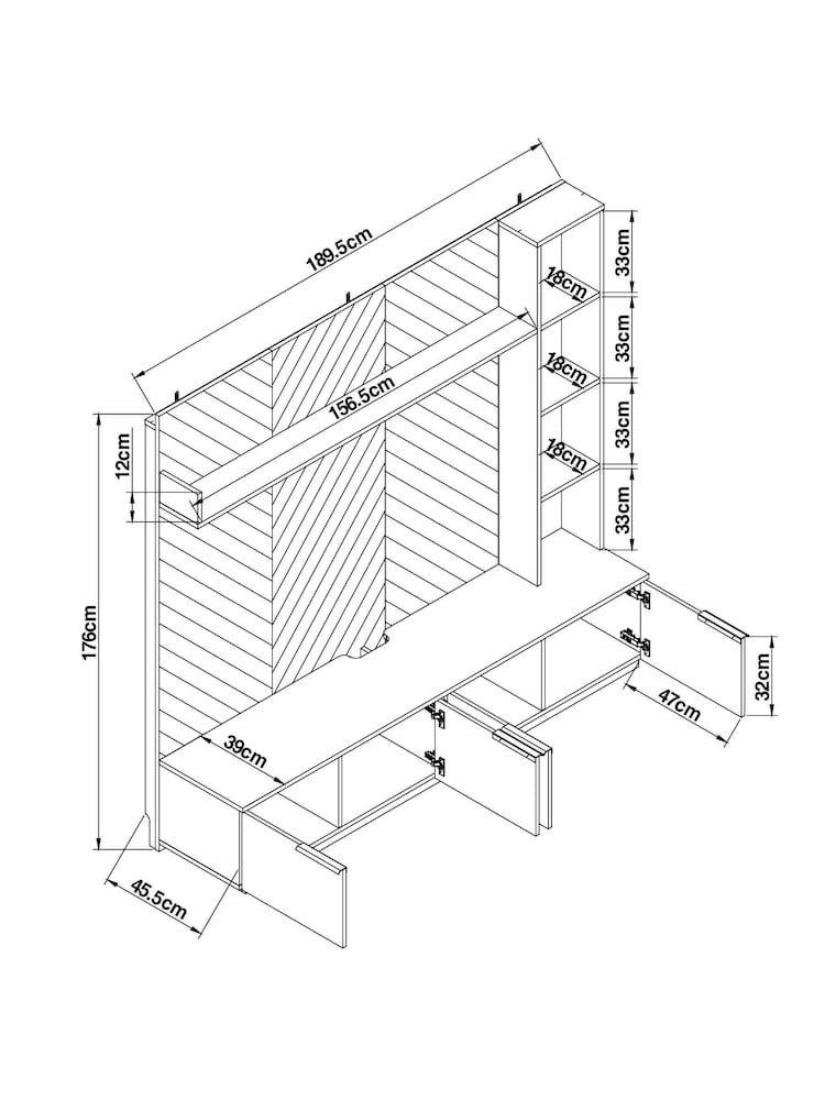 Dark Bronx Chevron Oak Effect TV Stand - Image 13 of 13
