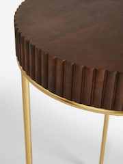 Dark Solid Mango Wood Ribbed Side Table - Image 2 of 4