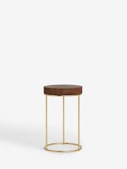 Dark Solid Mango Wood Ribbed Side Table - Image 3 of 4