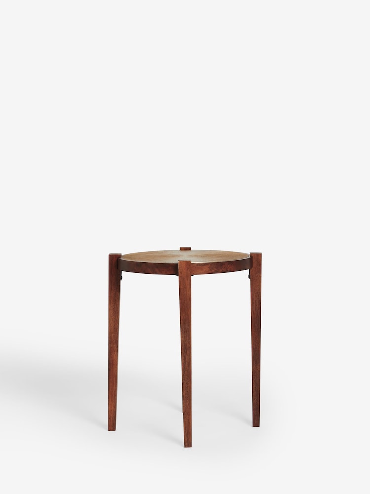 Dark Mango Wood and Brass Side Table - Image 5 of 5