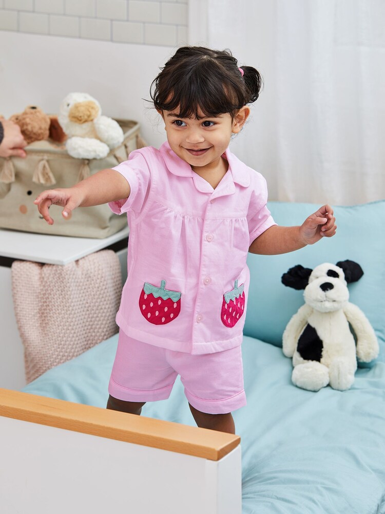JoJo Maman Bébé White Strawberry Woven Pyjamas - Image 1 of 7