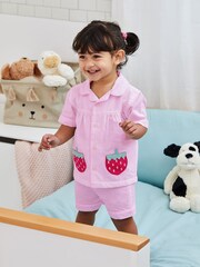 JoJo Maman Bébé White Strawberry Woven Pyjamas - Image 2 of 7