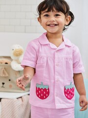 JoJo Maman Bébé White Strawberry Woven Pyjamas - Image 3 of 7
