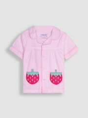 JoJo Maman Bébé White Strawberry Woven Pyjamas - Image 4 of 7