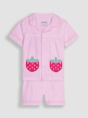 JoJo Maman Bébé White Strawberry Woven Pyjamas - Image 6 of 7
