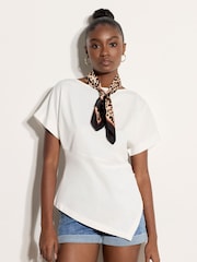 Apricot White Asymmetric Hem Jersey T-Shirt - Image 1 of 4