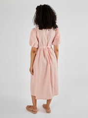 JoJo Maman Bébé Coral Gingham Puff Sleeve Maternity Midi Dress - Image 2 of 4