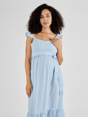 JoJo Maman Bébé Blue Striped Maternity Midi Summer Dress - Image 3 of 4