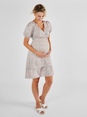 JoJo Maman Bébé Cream Fruit Print Maternity Smock Dress - Image 1 of 5