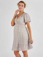 JoJo Maman Bébé Cream Fruit Print Maternity Smock Dress - Image 2 of 5