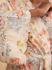 Laura Ashley Cream Megan Print Scallop Edge 100% Cotton Robe - Image 6 of 7