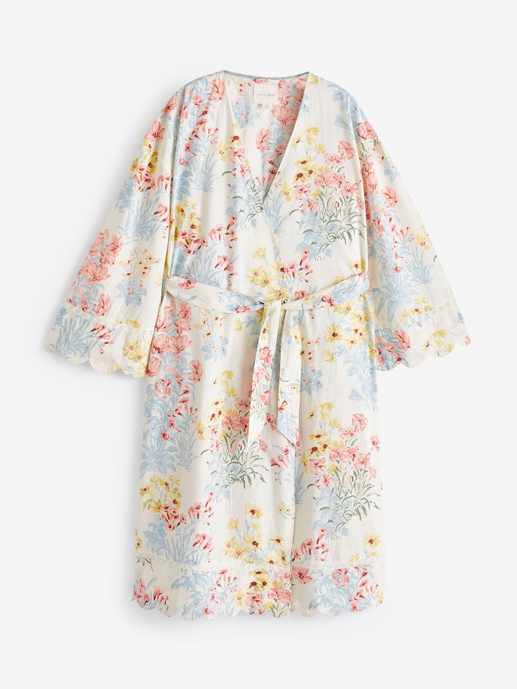 Laura Ashley Cream Megan Print Scallop Edge 100% Cotton Robe - Image 7 of 7 Laura Ashley Cream Megan Print Scallop Edge 100% Cotton Robe - Image 7 of 7