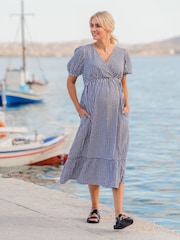 JoJo Maman Bébé Black Gingham Print Maternity Midi Dress - Image 5 of 5