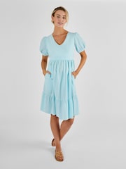 JoJo Maman Bébé Turquoise Stripe Maternity & Nursing Dress - Image 2 of 4